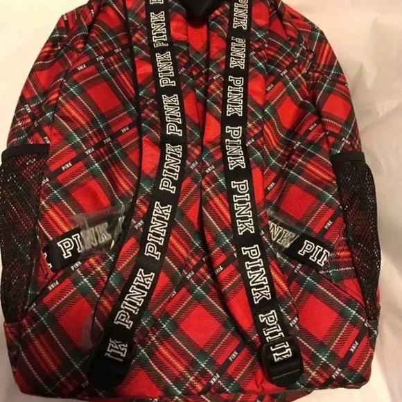 NWT VS Pink Campus Backpack bookbag Plaid red.